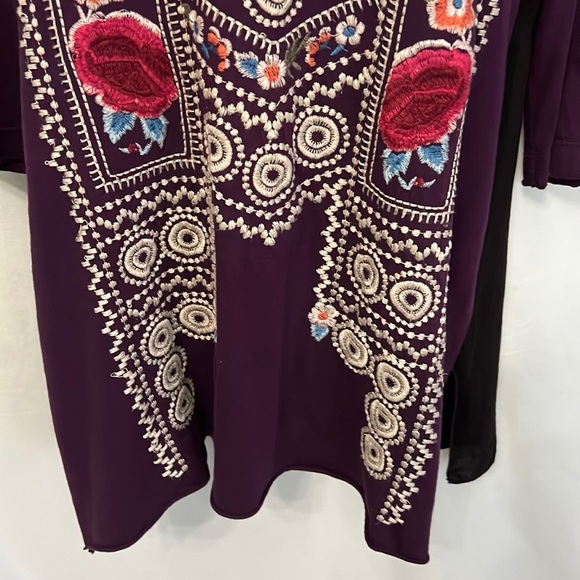 Johnny Was Women Purple Floral Embroidered Cotton Rayon Shirt Size Small Boho - Picture 7 of 12